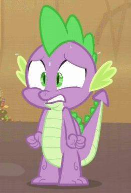 Size: 261x385 | Tagged: safe, screencap, character:spike, species:dragon, episode:dragon quest, g4, my little pony: friendship is magic, animated, cropped, desperation, male, solo, sweat