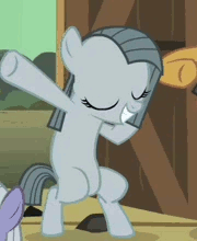 Size: 180x220 | Tagged: safe, screencap, character:igneous rock pie, character:limestone pie, character:marble pie, species:earth pony, species:pony, episode:the cutie mark chronicles, g4, my little pony: friendship is magic, animated, bipedal, cropped, dancing, female, filly, loop, party hard, solo focus