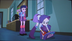 Size: 1433x821 | Tagged: safe, screencap, character:rarity, character:spike, character:twilight sparkle, species:dog, equestria girls:equestria girls, g4, my little pony:equestria girls, ass, bend over, eyes on the prize, out of context, spike the dog