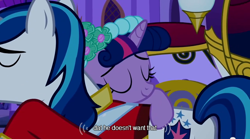 Size: 640x355 | Tagged: safe, screencap, character:shining armor, character:twilight sparkle, episode:a canterlot wedding, g4, my little pony: friendship is magic, mlp-captions, youtube caption