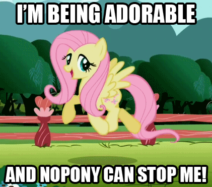 Size: 421x371 | Tagged: safe, artist:mezkalito4p, screencap, character:fluttershy, episode:may the best pet win, g4, my little pony: friendship is magic, and nopony can stop me, animated, artifact, cute, image macro, prancing, shyabetes, skipping, solo, swag, trotting
