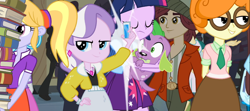 Size: 1254x558 | Tagged: safe, screencap, character:aqua blossom, character:cloudy kicks, character:curly winds, character:diamond tiara, character:normal norman, character:sandalwood, character:scribble dee, character:spike, character:twilight sparkle, species:dog, equestria girls:equestria girls, g4, my little pony:equestria girls, background human, cloudy kicks, curly winds, offscreen character, some blue guy, spike the dog, tennis match