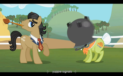Size: 1024x640 | Tagged: safe, screencap, character:filthy rich, character:granny smith, episode:family appreciation day, g4, my little pony: friendship is magic, youtube caption