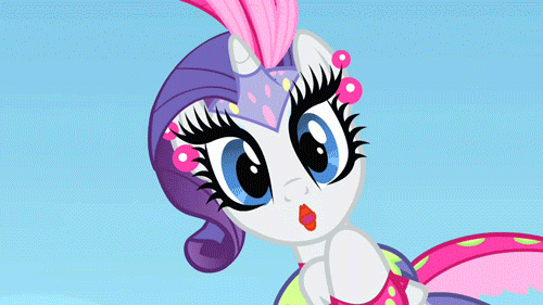 Size: 500x281 | Tagged: safe, screencap, character:rarity, episode:sonic rainboom, g4, my little pony: friendship is magic, animated, clothing, dress, fake eyelashes, flying, glimmer wings, lipstick, solo, zip lines