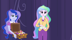 Size: 1920x1080 | Tagged: safe, screencap, character:princess celestia, character:princess luna, character:principal celestia, character:vice principal luna, my little pony:equestria girls, big crown thingy, clothing, cutie mark, cutie mark accessory, cutie mark on clothes, vice principal luna