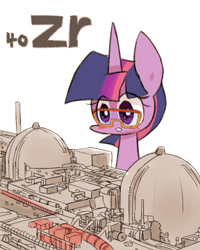Size: 800x1000 | Tagged: safe, artist:joycall6, part of a set, character:twilight sparkle, character:twilight sparkle (unicorn), species:pony, species:unicorn, series:joycall6's periodic table, g4, blushing, chemistry, goggles, nuclear power plant, periodic table, power plant, science, solo, zirconium