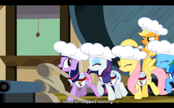 Size: 1024x640 | Tagged: safe, screencap, character:applejack, character:fluttershy, character:rainbow dash, character:rarity, character:twilight sparkle, episode:the last roundup, g4, my little pony: friendship is magic, youtube caption