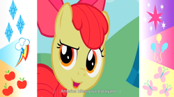 Size: 1574x883 | Tagged: safe, screencap, character:apple bloom, character:applejack, character:fluttershy, character:pinkie pie, character:rainbow dash, character:rarity, character:twilight sparkle, episode:the cutie pox, g4, my little pony: friendship is magic, cutie mark, mane six, meme, solo, united states, youtube, youtube caption