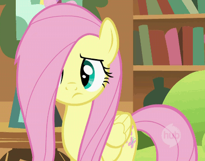 Size: 403x316 | Tagged: safe, screencap, character:fluttershy, episode:stare master, g4, my little pony: friendship is magic, animated, blowing, cropped, hair, hair over one eye, hub logo, solo