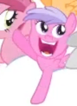 Size: 267x366 | Tagged: safe, screencap, character:alula, character:cupid, character:mango dash, character:pinkie feather, character:pluto, character:ruby pinch, character:tornado bolt, episode:the cutie mark chronicles, g4, my little pony: friendship is magic, animated, animation error, background pony, cheering, cloud, cupid (character), cute, faec, gif, great moments in animation, hue, laughing, loop, mango dash, nightmare fuel, off model, open mouth, pinchybetes, pinkie feather, pinkiebetes, pluto, smiling, wat