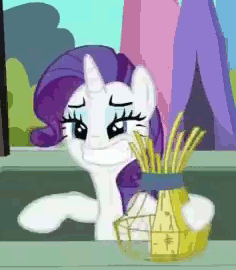 Size: 236x270 | Tagged: safe, screencap, character:rarity, episode:the crystal empire, g4, my little pony: friendship is magic, animated, basket weaving, clothing, cropped, dexterous hooves, gritted teeth, hat, solo, straw