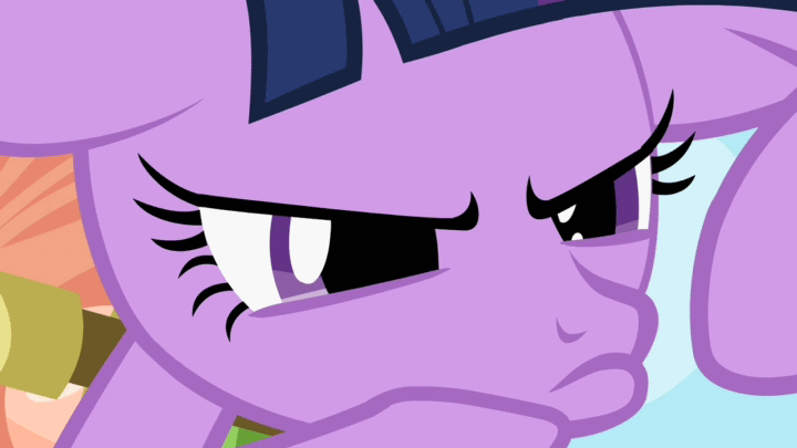 Size: 720x405 | Tagged: safe, screencap, character:twilight sparkle, episode:secret of my excess, g4, my little pony: friendship is magic, animated, chin stroke, reaction image, thinking