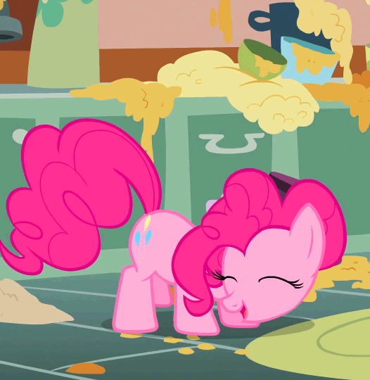 Size: 526x540 | Tagged: safe, screencap, character:pinkie pie, episode:call of the cutie, g4, my little pony: friendship is magic, animated, cropped, happy, prancing, solo