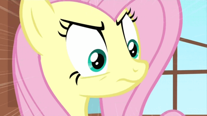 Size: 720x405 | Tagged: safe, screencap, character:fluttershy, species:pegasus, species:pony, animated, bust, female, gif, looking at something, mare, solo, stare, the stare, three quarter view