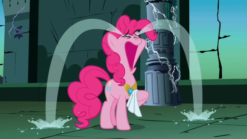 Size: 853x479 | Tagged: safe, screencap, character:pinkie pie, episode:friendship is magic, g4, my little pony: friendship is magic, animated, castle of the royal pony sisters, crying, element of laughter, elements of harmony, ocular gushers, pinkie cry, sad, solo, tissue