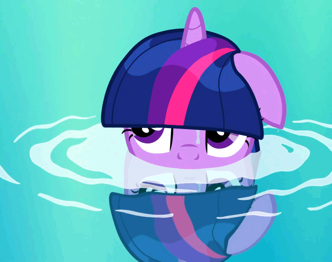 Size: 685x540 | Tagged: safe, screencap, character:twilight sparkle, episode:magic duel, g4, my little pony: friendship is magic, animated, reflection, sad, solo, water, wet mane