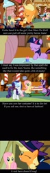 Size: 1006x3448 | Tagged: safe, edit, edited screencap, screencap, character:applejack, character:fluttershy, character:rainbow dash, character:rarity, character:twilight sparkle, episode:the mysterious mare do well, g4, my little pony: friendship is magic, comic, cupcake, food, hypocrisy, one eye closed, screencap comic, sugarcube corner, wink