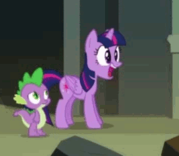 Size: 351x305 | Tagged: safe, screencap, character:spike, character:twilight sparkle, character:twilight sparkle (alicorn), species:alicorn, species:pony, episode:castle mane-ia, g4, my little pony: friendship is magic, animated, cute, excited, female, happy, mare, smiling, spread wings, twiabetes, wingboner, wings
