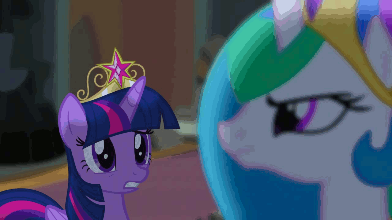 Size: 1280x720 | Tagged: safe, screencap, character:princess celestia, character:twilight sparkle, character:twilight sparkle (alicorn), species:alicorn, species:pony, episode:princess twilight sparkle, g4, my little pony: friendship is magic, season 4, animated, castle, castle of the royal pony sisters, female, flashback, focus, mare, rack focus