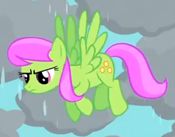 Size: 342x270 | Tagged: safe, screencap, character:merry may, species:pegasus, species:pony, episode:magical mystery cure, g4, my little pony: friendship is magic, angry, background pony, cloud, cropped, female, flying, looking down, mare, rain, raincloud, solo