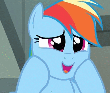 Size: 374x315 | Tagged: safe, screencap, character:rainbow dash, episode:daring don't, g4, my little pony: friendship is magic, adorkable, animated, cute, dashabetes, dashface, dork, solo