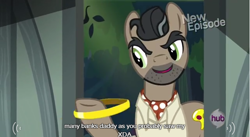 Size: 640x350 | Tagged: safe, screencap, character:doctor caballeron, episode:daring don't, g4, my little pony: friendship is magic, meme, rings of scorchero, solo, youtube caption