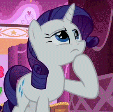 Size: 388x383 | Tagged: safe, screencap, character:rarity, episode:green isn't your color, g4, my little pony: friendship is magic, animated, cropped, hoof on chin, solo