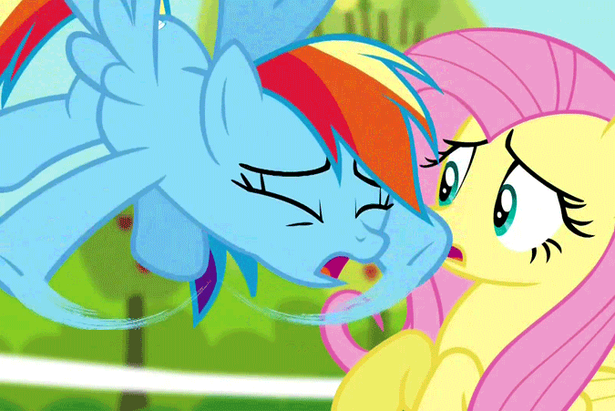 Size: 675x451 | Tagged: safe, screencap, character:fluttershy, character:rainbow dash, species:pegasus, species:pony, episode:bats!, g4, my little pony: friendship is magic, animated, cute, dashabetes, female, flailing, mare, open mouth, panic, seal