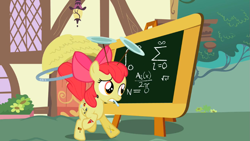 Size: 969x545 | Tagged: safe, screencap, character:apple bloom, episode:the cutie pox, g4, my little pony: friendship is magic, cutie pox, fancy mathematics, math, solo