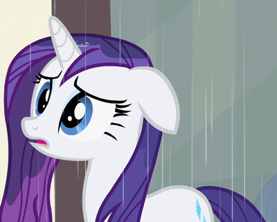Size: 400x321 | Tagged: safe, screencap, character:rarity, episode:rarity takes manehattan, g4, my little pony: friendship is magic, animated, rain, solo, wet, wet mane, wet mane rarity
