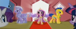 Size: 1612x624 | Tagged: safe, screencap, character:flash sentry, character:princess cadance, character:rarity, character:twilight sparkle, character:twilight sparkle (alicorn), species:alicorn, species:crystal pony, species:pegasus, species:pony, episode:three's a crowd, g4, my little pony: friendship is magic, amethyst stone, armor, crystal guard, crystal guard armor, crystal pegasus, female, male, mare, stallion