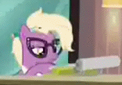 Size: 176x123 | Tagged: safe, screencap, character:grace manewitz, episode:rarity takes manehattan, g4, my little pony: friendship is magic, animated, glasses, loop, pencil, solo, typewriter, typing