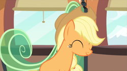 Size: 853x480 | Tagged: safe, screencap, character:applejack, episode:just for sidekicks, g4, my little pony: friendship is magic, solo