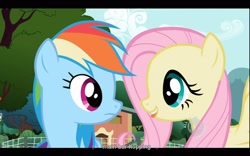 Size: 1680x1050 | Tagged: safe, screencap, character:fluttershy, character:rainbow dash, episode:may the best pet win, g4, my little pony: friendship is magic, youtube, youtube caption