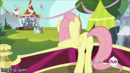 Size: 260x146 | Tagged: safe, screencap, character:fluttershy, character:meadow song, character:toe-tapper, species:pony, episode:filli vanilli, g4, my little pony: friendship is magic, all new, animated, female, mare, plot, twerking