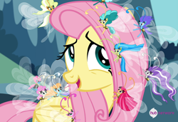 Size: 700x479 | Tagged: safe, screencap, character:fluttershy, character:seabreeze, species:breezies, episode:it ain't easy being breezies, g4, my little pony: friendship is magic, the hub
