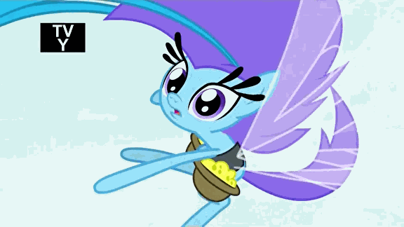 Size: 576x324 | Tagged: safe, screencap, character:breezette, species:breezies, episode:it ain't easy being breezies, g4, my little pony: friendship is magic, animated, clothing, hat, hub logo, hubble, mushroom hat, the hub