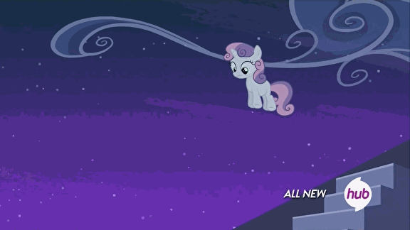 Size: 576x324 | Tagged: safe, screencap, character:sweetie belle, episode:for whom the sweetie belle toils, all new, animated, dream sequence, falling, hub logo, hubble, it keeps happening, marshmallow, rolling, solo, spin dash, stairs, sweetie belle is a marshmallow too, text, the hub