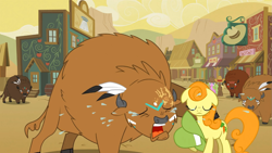 Size: 1365x768 | Tagged: safe, screencap, character:carrot top, character:coco crusoe, character:daisy, character:golden harvest, species:buffalo, species:pony, episode:over a barrel, g4, my little pony: friendship is magic, crying