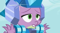 Size: 1440x809 | Tagged: safe, screencap, character:spike, episode:inspiration manifestation, g4, my little pony: friendship is magic, armor, crystal armor, solo