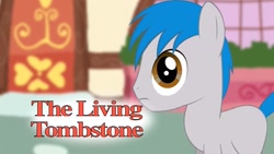 Size: 1277x719 | Tagged: safe, screencap, oc, oc only, oc:the living tombstone, species:pony, blank flank, colt, male