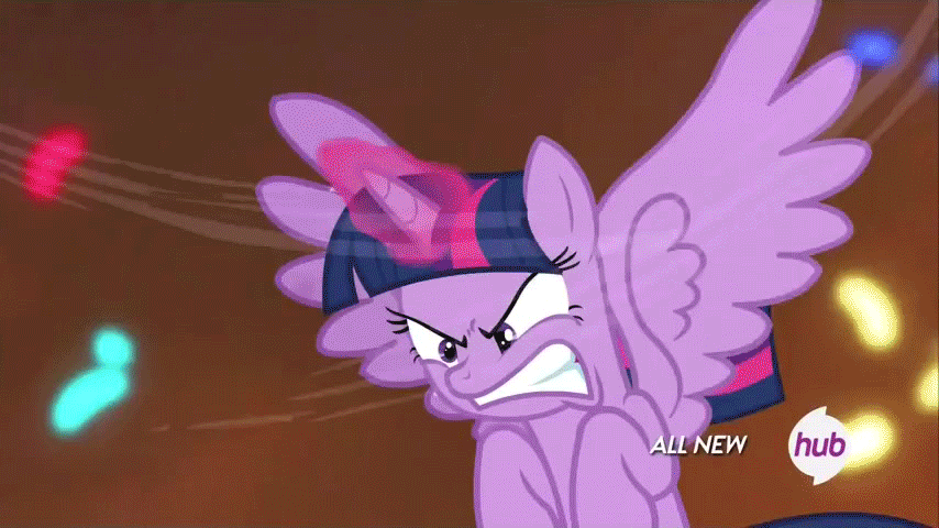 Size: 854x480 | Tagged: safe, screencap, character:lord tirek, character:twilight sparkle, character:twilight sparkle (alicorn), species:alicorn, species:pony, episode:twilight's kingdom, g4, my little pony: friendship is magic, all new, angry, animated, badass, beam, epic, faceplant, female, fight, flying, glare, gritted teeth, hub logo, lightning, magic, magic blast, mare, rage, super saiyan princess, text, twilight vs tirek, you know for kids