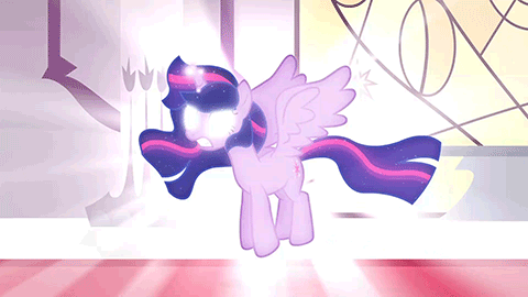 Size: 480x270 | Tagged: safe, screencap, character:twilight sparkle, character:twilight sparkle (alicorn), species:alicorn, species:pony, animated, female, glowing eyes, magic overload, mare, solo, super saiyan princess, twitch