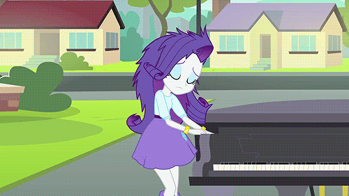 Size: 500x281 | Tagged: safe, screencap, character:rarity, episode:player piano, equestria girls:rainbow rocks, g4, my little pony:equestria girls, animated, beautiful, blinking, boots, bracelet, clothing, cute, fabulous, female, flirting, gif, hairpin, high heel boots, jewelry, lidded eyes, messy hair, piano, raribetes, shoes, skirt, solo
