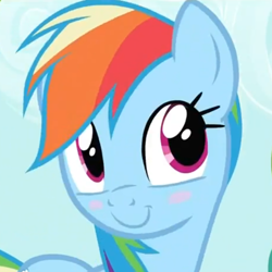 Size: 500x500 | Tagged: safe, screencap, character:rainbow dash, episode:the mysterious mare do well, g4, my little pony: friendship is magic, blushing, cropped, cute, dashabetes, solo