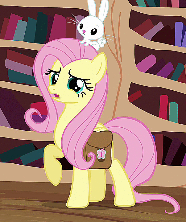 Size: 603x720 | Tagged: safe, screencap, character:angel bunny, character:fluttershy, episode:just for sidekicks, g4, my little pony: friendship is magic, animated, solo