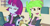 Size: 683x360 | Tagged: safe, screencap, character:cherry crash, character:mystery mint, equestria girls:rainbow rocks, g4, my little pony:equestria girls, background human, cherry crash, smug
