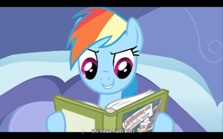 Size: 768x480 | Tagged: safe, screencap, character:rainbow dash, episode:read it and weep, g4, my little pony: friendship is magic, youtube caption