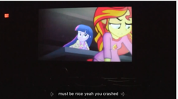 Size: 1283x717 | Tagged: safe, screencap, character:sunset shimmer, character:twilight sparkle, equestria girls:rainbow rocks, g4, my little pony:equestria girls, meme, youtube caption