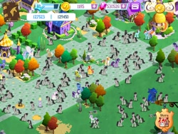 Size: 1024x768 | Tagged: safe, gameloft, screencap, character:beauty brass, character:donut joe, character:fluttershy, character:lyrica lilac, character:octavia melody, character:parish nandermane, character:princess celestia, character:princess luna, character:rainbow dash, character:sunset shimmer, character:twilight sparkle, character:twilight velvet, character:twinkleshine, species:changeling, species:pony, gameloft clones, glitch, hack, multeity, octavia is master race, octaviocalypse, parish nandermane, self ponidox